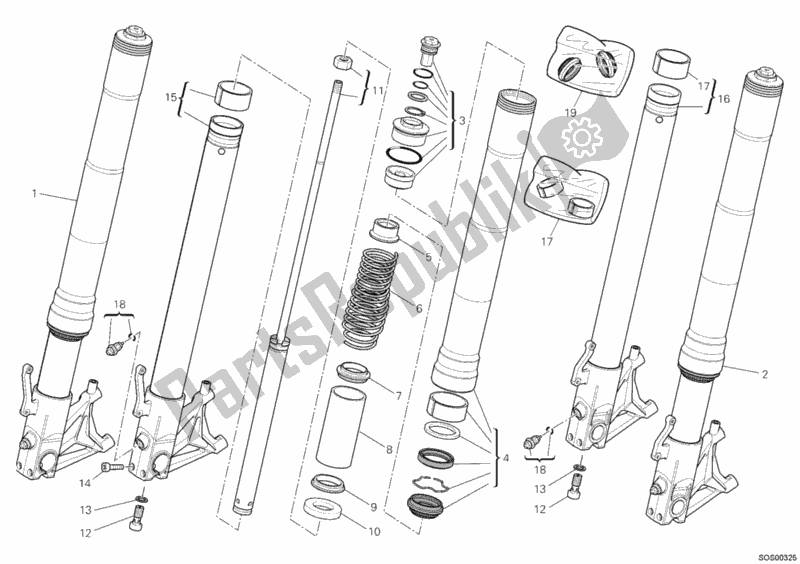 All parts for the Front Fork of the Ducati Hypermotard 1100 EVO 2010